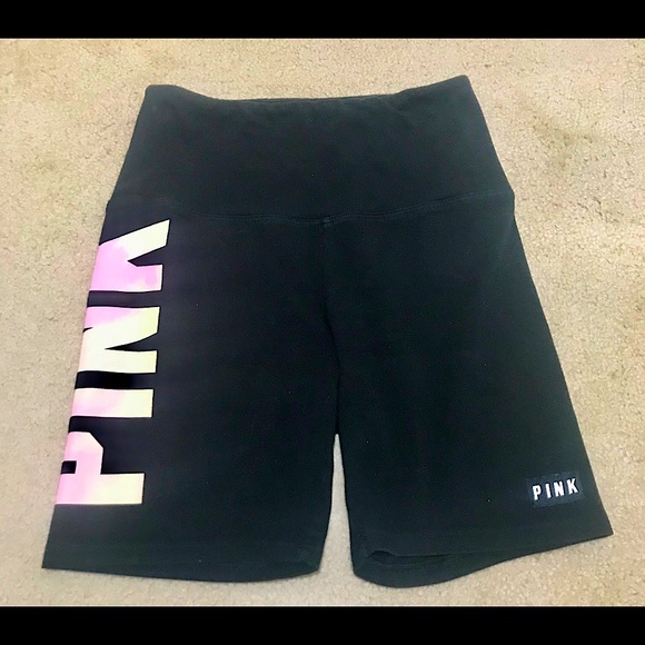 PINK Victoria's Secret Pants - 🆕🌸PINK VERY CUTE BLACK BIKE SHORTS/PINK DOWN LEG